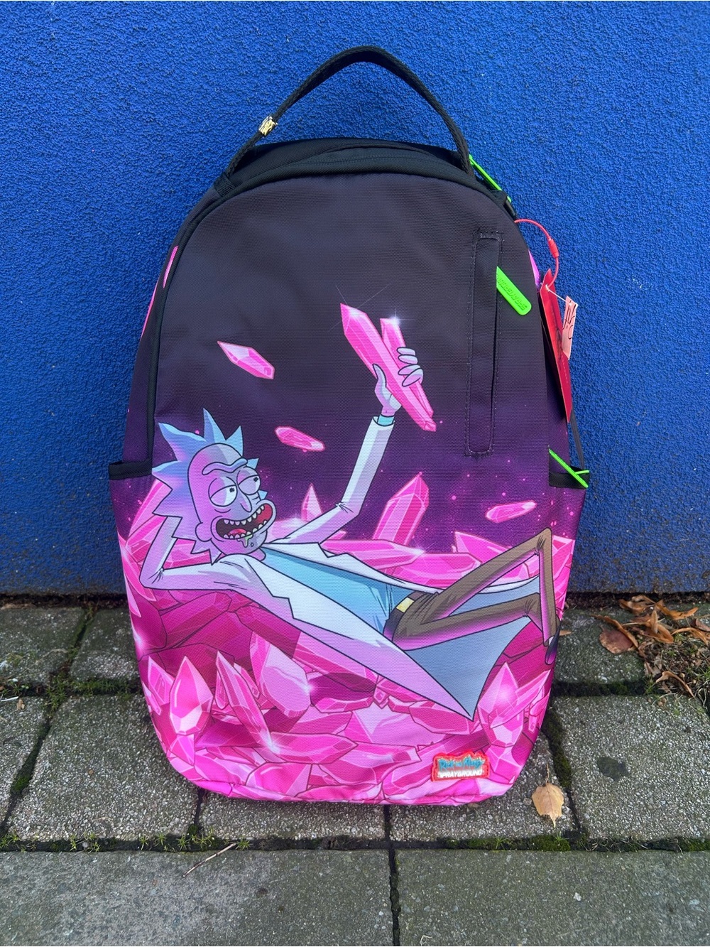 Sprayground Pink Black Rick and Morty Crystal Print Kids Backpack